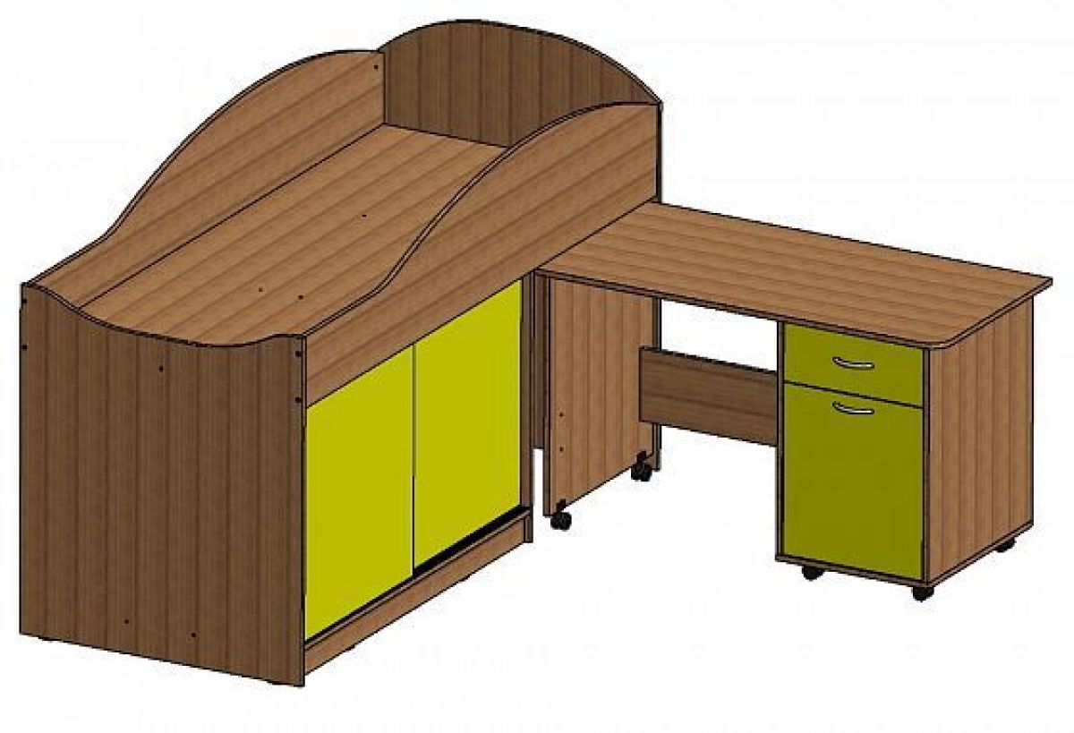 Кровать-чердак "Дюймовочка-3" (без лестницы) Дуб молочный/Оранжевый | фото 2