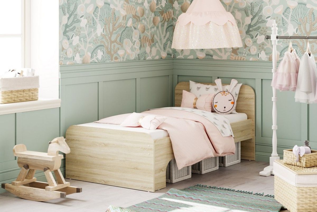 Детская Акварель Кровать раздвижная с основанием НМ 041.08 Дуб Сонома | фото 3