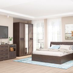 Модульная спальня Кэт-4 (МДФ Венге/Экокожа Caiman коричневый) | фото 2