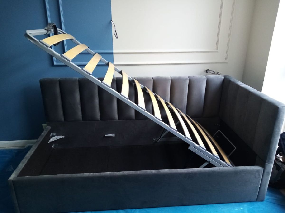 Кровать угловая Хлоя интерьерная +основание/ПМ/бельевое дно (80х200) | фото 3