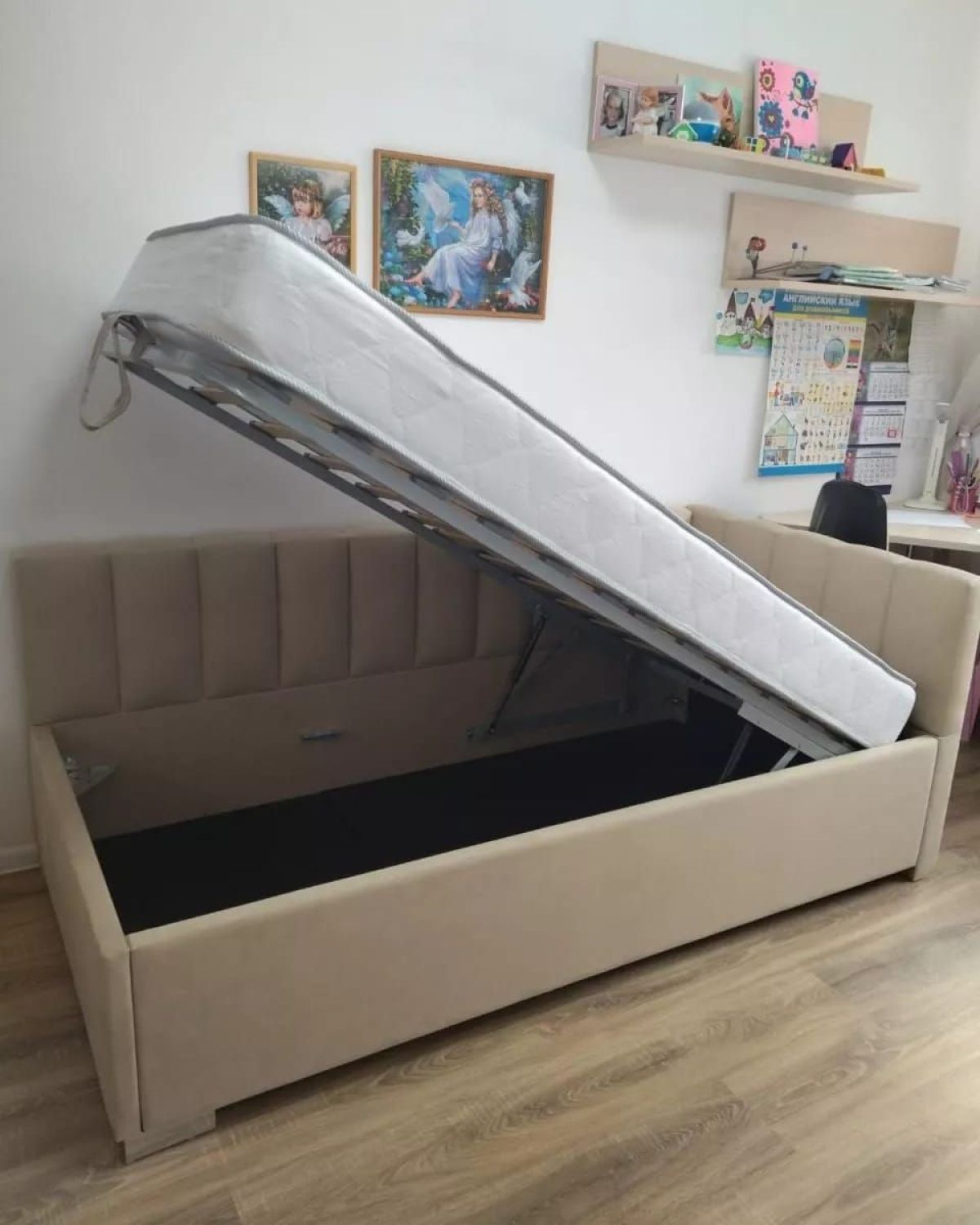 Кровать угловая Хлоя интерьерная +основание/ПМ/бельевое дно (120х200) | фото 4