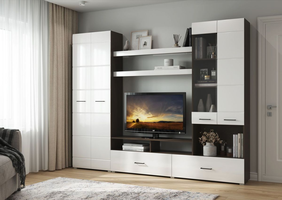 Гостиная Альфа МДФ (Венге/Белый глянец) | фото 4