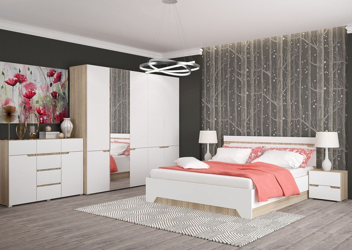 Шкаф 2-х створчатый АНТАЛИЯ (Сонома/Белый софт) | фото 3