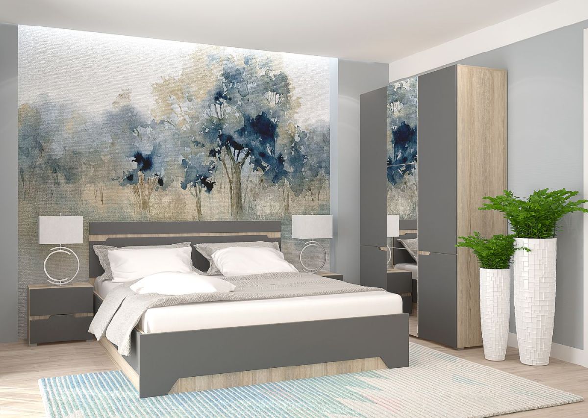 Шкаф 3-х створчатый АНТАЛИЯ (Сонома/Графит софт) | фото 3