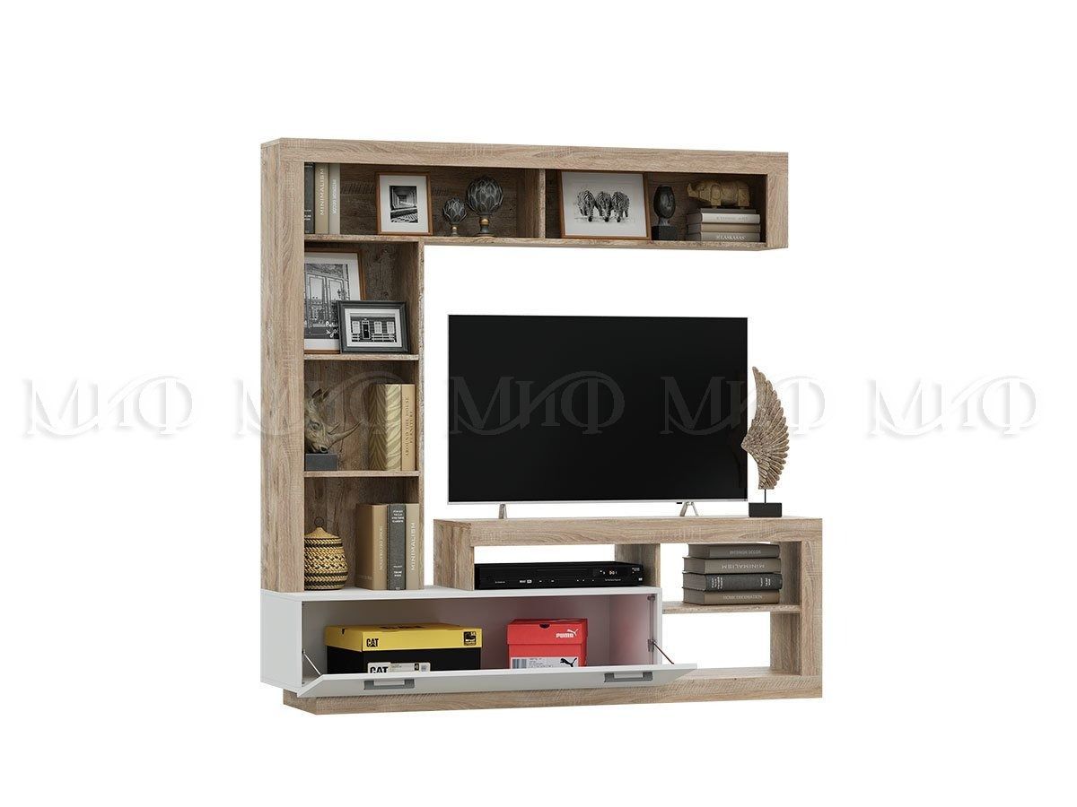 АНГАРА Гостиная (модульная) Белый глянец/Сонома | фото 3