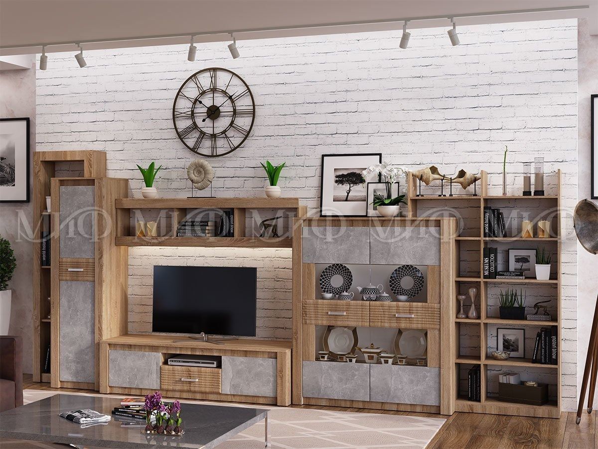 ТЕРРА Тумба Тв (Бетон темный/дуб сонома) | фото 2