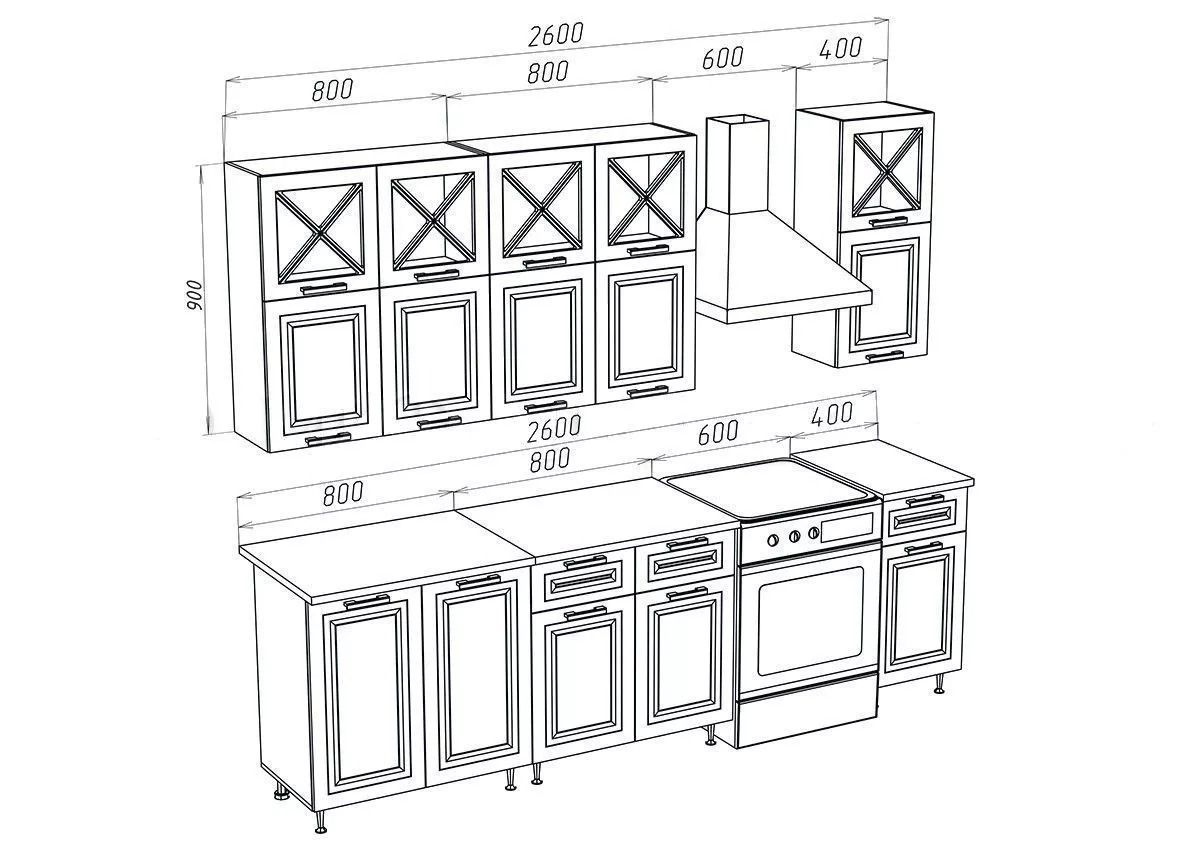 КОНСТАНЦИЯ Кухонный гарнитур 2000/900 Компоновка №4 (Белый снег софт/Софт графит (Антарес)) | фото 3