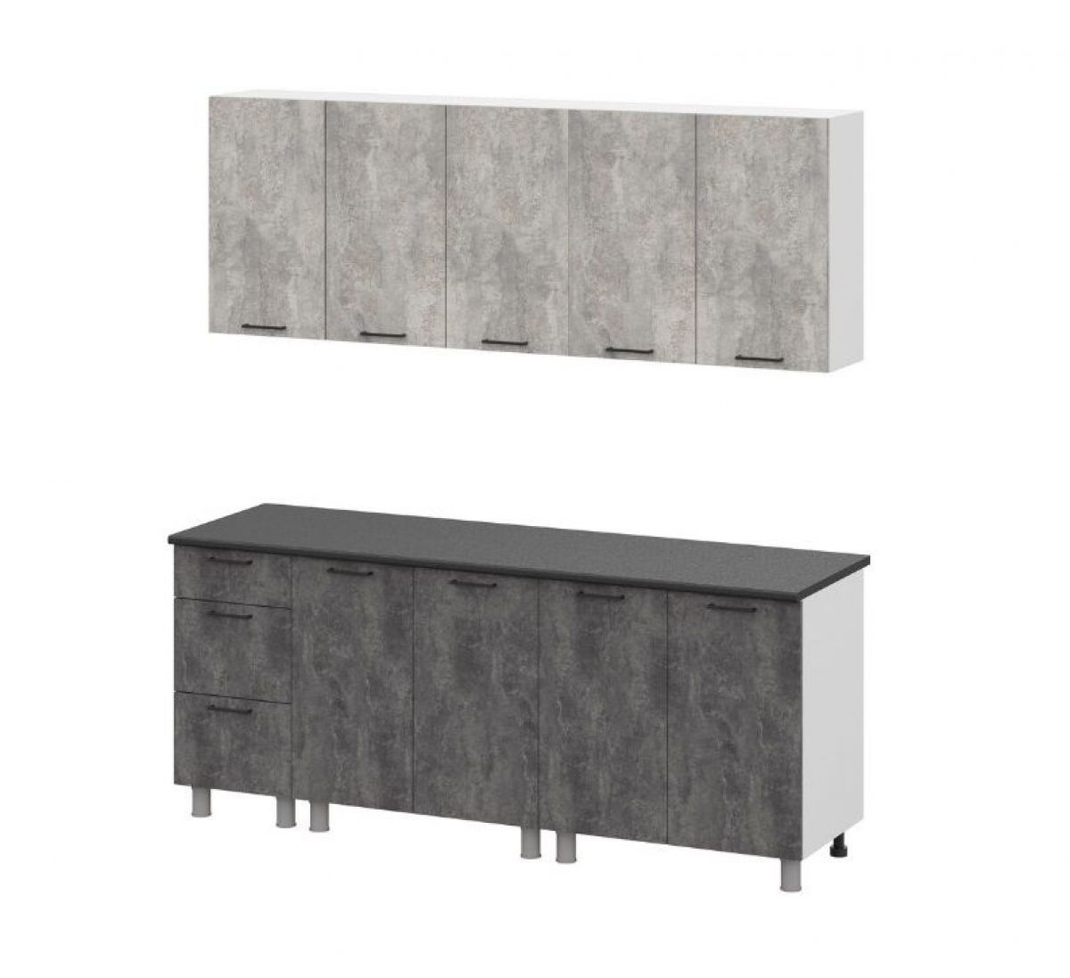 МОДУС ЛАЙТ Кухонный гарнитур 2.0 м (Цемент светлый/Камень темный/Черный) | фото 3