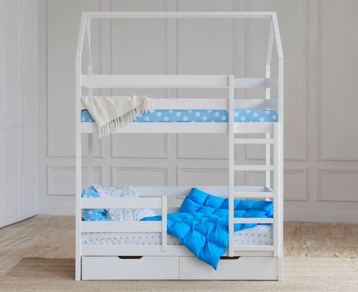 Кровать-домик двухъярусная 80*160 Белый | фото 5