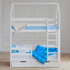 Кровать-домик двухъярусная 80*190 Белый | фото 5