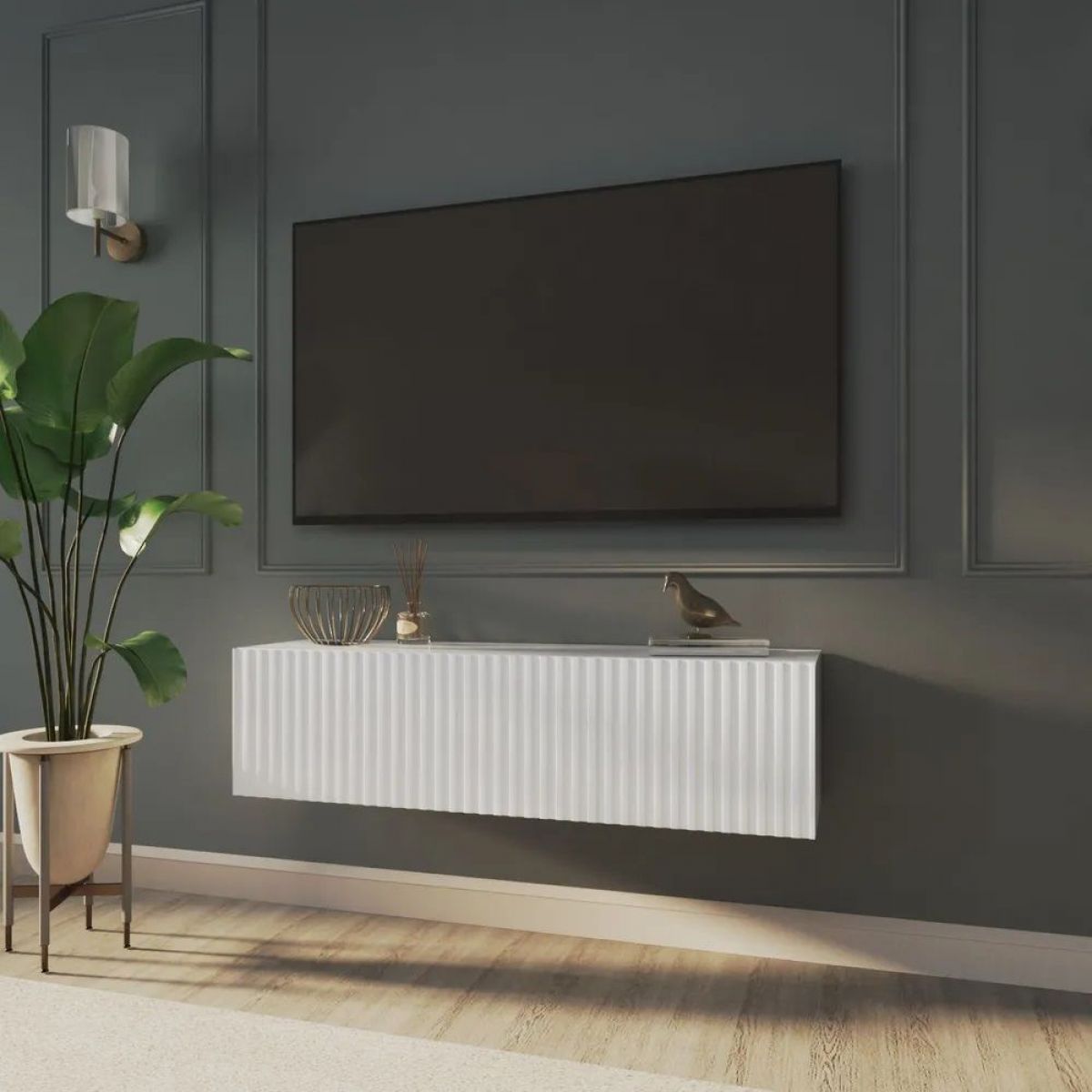 Тумба подвесная под ТВ LINES MTV4-MA 1150 Белый глянец (Белый-M 10.1.1) | фото 9