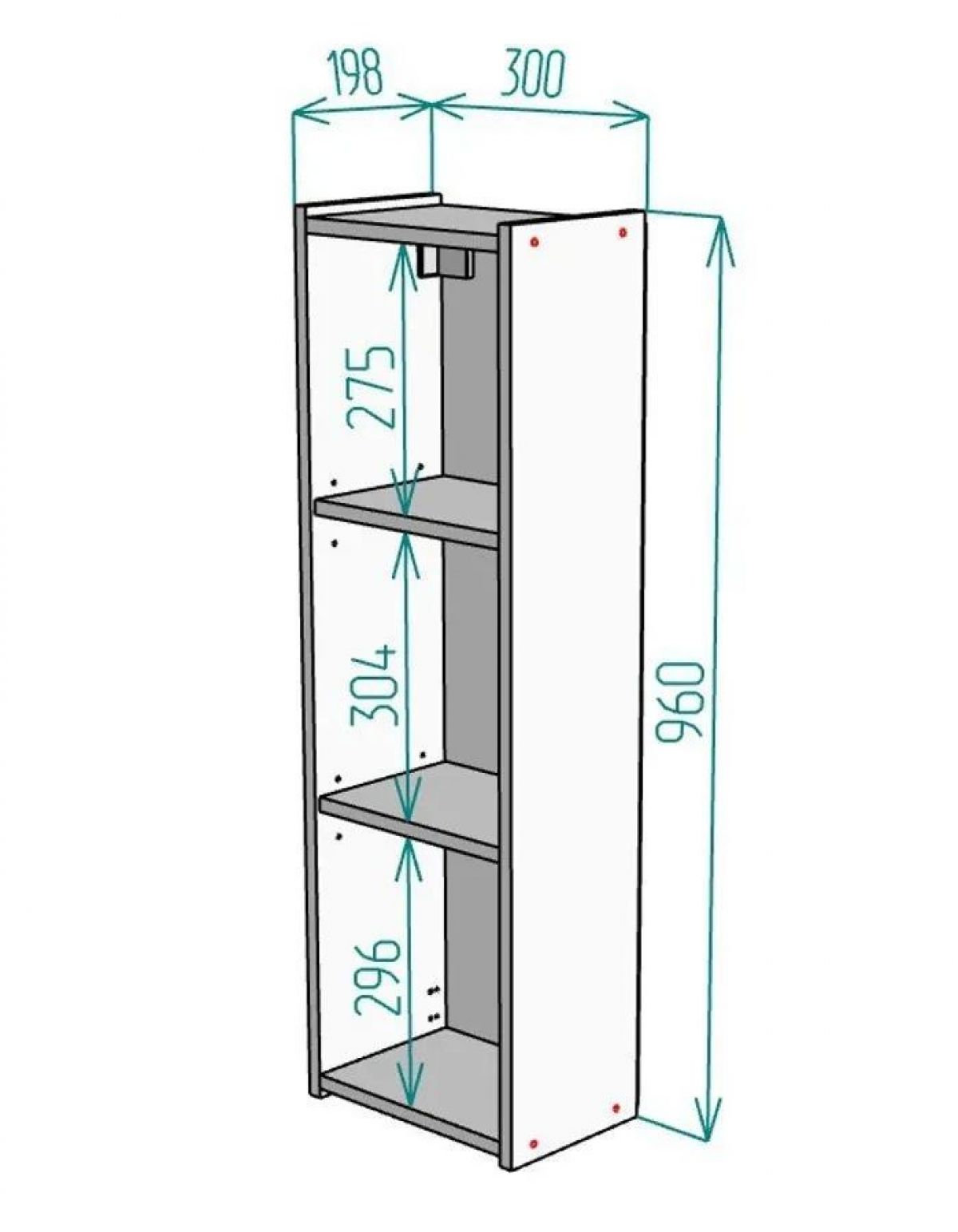 Шкаф навесной для ванной MH5-MA 300х960 (Белый-М 10.1.1) Белый глянец | фото 7
