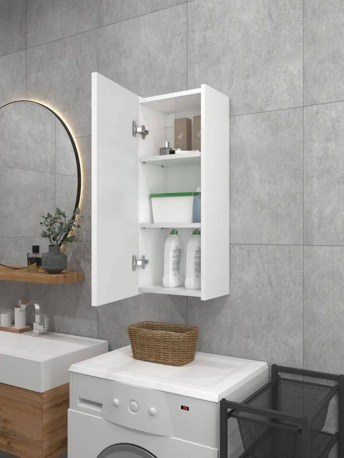 Шкаф навесной для ванной MH9-MA 300х750 (Белый-М 10.1.1) Белый глянец | фото 3