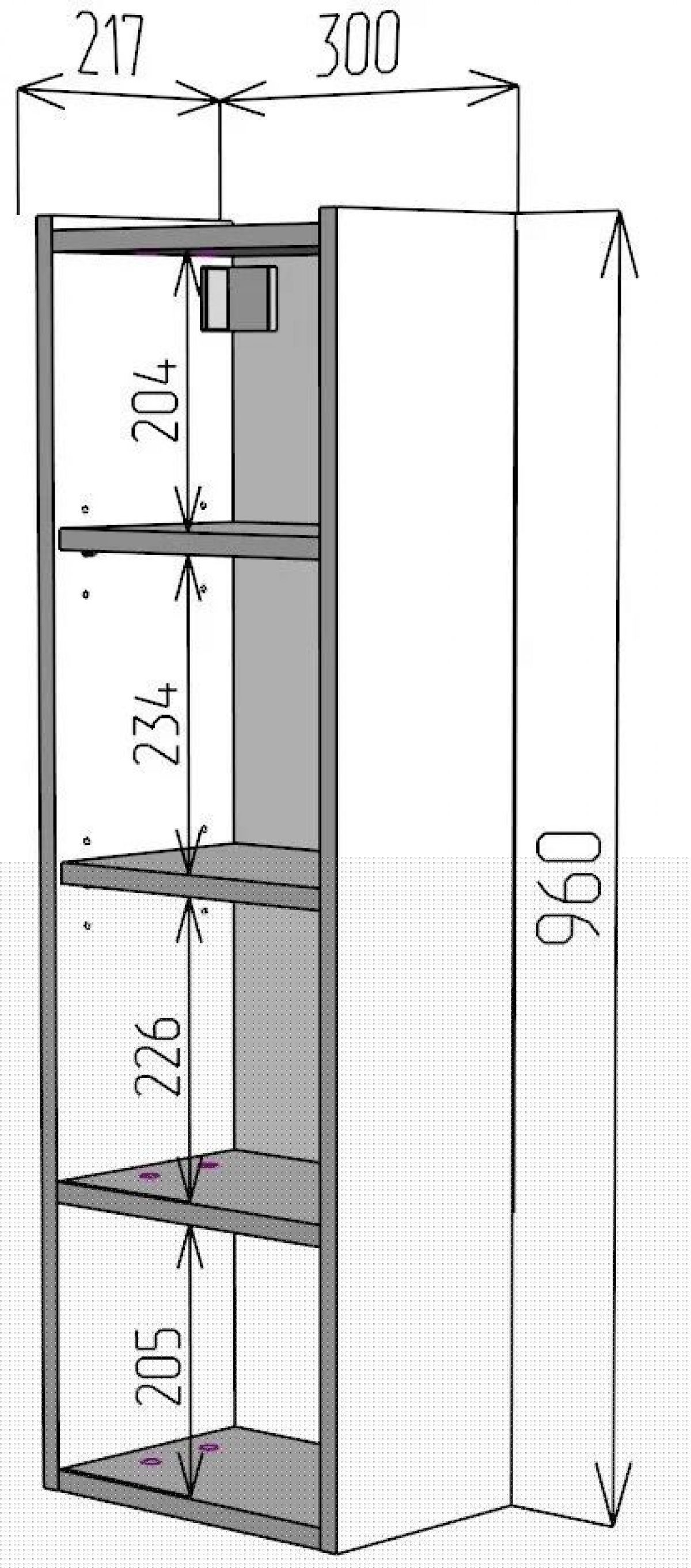 Шкаф навесной для ванной MH23-MA 300х960 (Белый-М 10.1.1) Белый глянец | фото 4