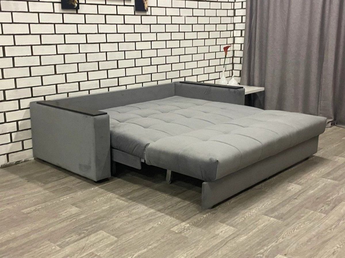 Диван Аккордеон 1280*2000 ППУ подлокотник ПРЯМОЙ накладки МДФ | фото 2