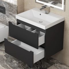 Тумба под раковину Uperwood Tanos 60 см, подвесная, черная матовая | фото 2