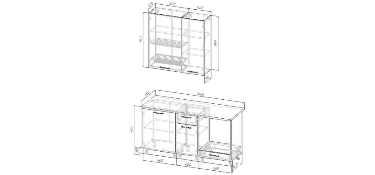 Кухонный гарнитур Антик 1600 h950 (Стол. 26мм) | фото 2
