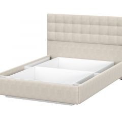 Кровать двойная №2 (универсальная 1.4х2.0) Серия 2 + основание с ПМ (Белый/Бежевый ткань/Квадро Бежевый ткань) | фото 3