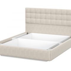 Кровать двойная №2 (универсальная 1.6х2.0) Серия 2 + основание с ПМ (Белый/Бежевый ткань/Квадро Бежевый ткань) | фото 3