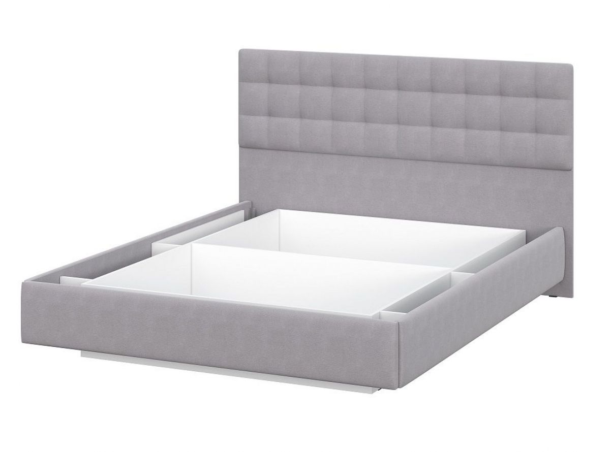 Кровать двойная №2 (универсальная 1.6х2.0) Серия 2 + основание с ПМ (Белый/Серый ткань/Квадро Серый ткань) | фото 3
