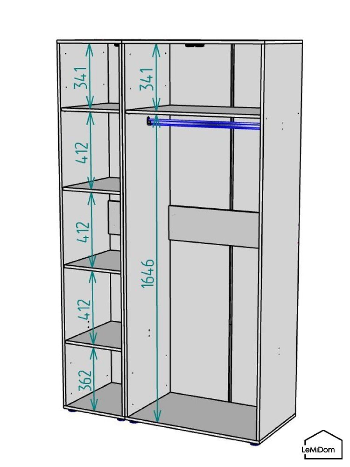 Шкаф Linnea MHR-3-1 2050х1200х510 (Графит-М 11.1.25) | фото 3