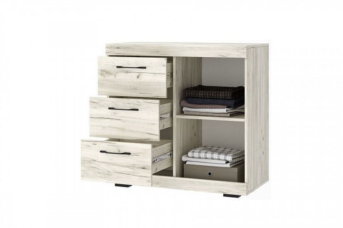 СОНАТА КС-900 1Д Комод 1дв, 3ящ. (дуб крафт белый/антрацит) | фото 2