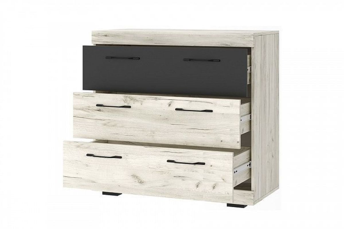 СОНАТА КС-900 Комод 3ящ. (дуб крафт белый/антрацит) | фото 2